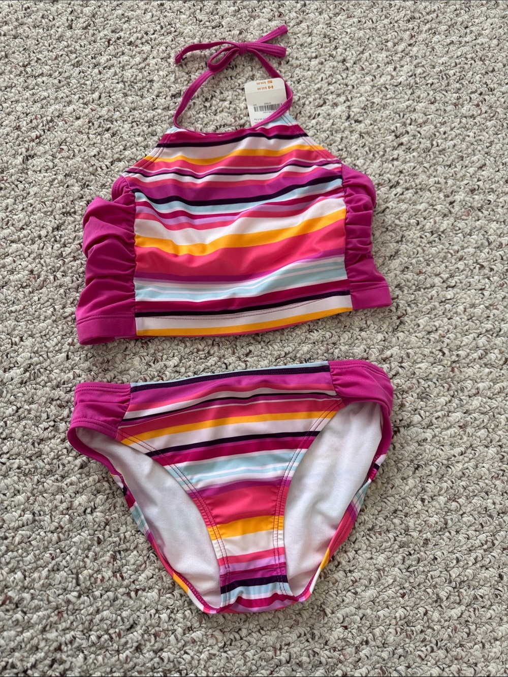 Girls' Pink Striped Halter Tankini - Kids Swim Gymboree size L 10-12